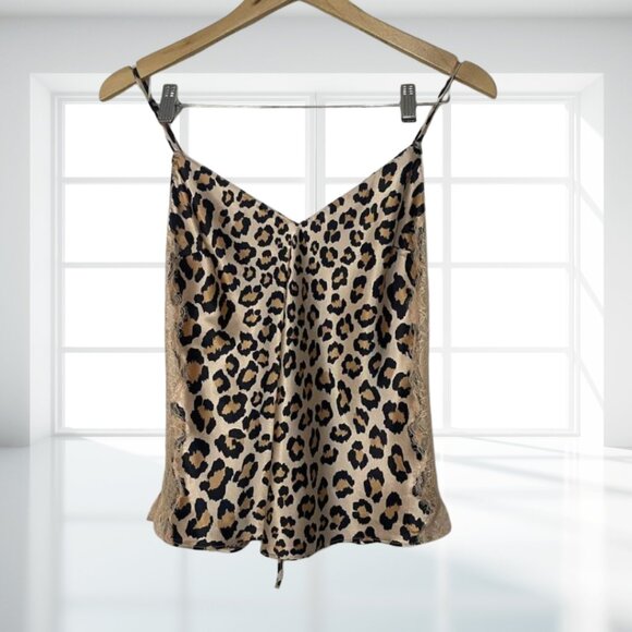 Victoria's Secret Leopard Print Cami Shorts Pajama Set Small Silky Satin Lace - Picture 3 of 15
